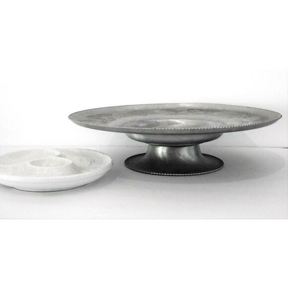 Wilson Specialties Wrought Aluminum LAZY SUSAN Turntable Cake Stand + PLATE USA - Picture 7 of 9